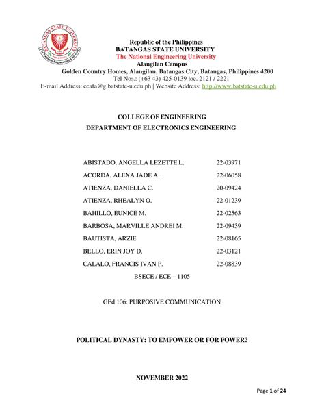 Republic of the Philippines BATANGAS STATE UNIVERSITY.